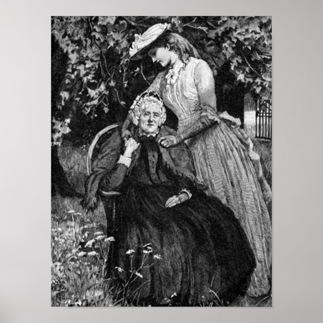 Affiche Fille mère vintage âgée petite (Devant)