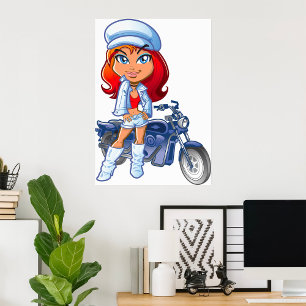 Affiche Fille motard