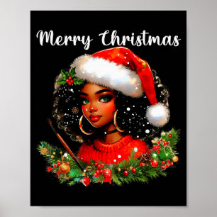 Affiche Fille noire africaine drôle de Noël américain Mela