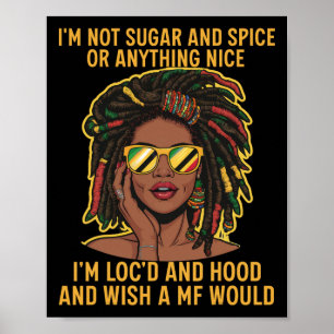 Affiche Fille noire aux cheveux locs femme mélanine Je ne