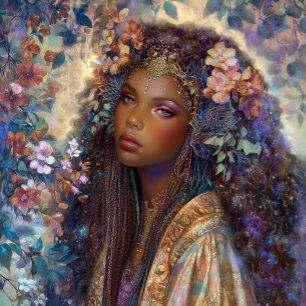 Affiche Fille noire Reine noire Fantaisie Art Déesse