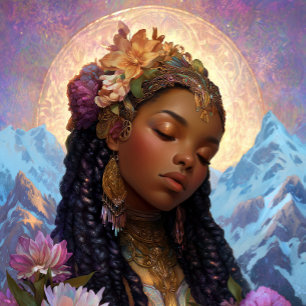 Affiche Fille noire Reine noire Fantaisie Art Déesse