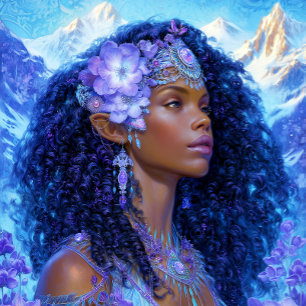 Affiche Fille noire Reine noire Fantaisie Art Elf Déesse