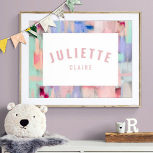 Affiche Fille Nom personnalisé Imprimer Pink Pastel Décor 