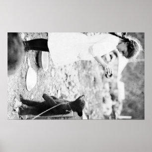 Affiche Fille nourricière Ours Cub à l'eau