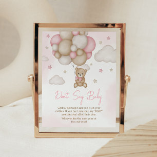 Affiche Fille ours Baby shower de ballon ne pas dire bébé