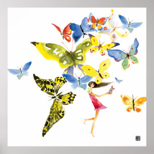 Affiche Fille papillon