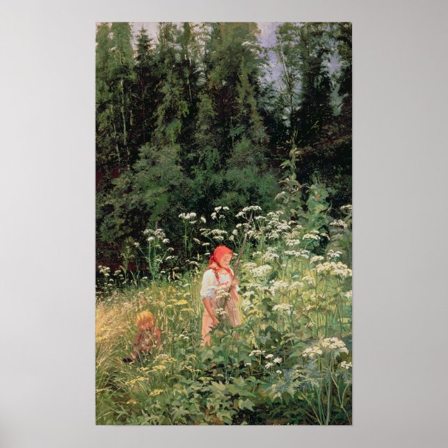 Affiche Fille parmi les fleurs sauvages, 1880 (Devant)