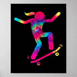 Affiche Fille patineuse drôle J'adore faire du skateboard