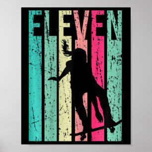 Affiche Fille patineuse pour 11e anniversaire skateboard 1