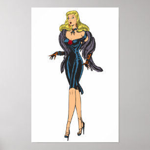 Affiche Fille pin-up blonde rétro glamour vintage magnifiq
