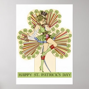 Affiche Fille pin-up de la Saint-Patrick vintage