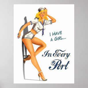 Affiche Fille pin-up de marin