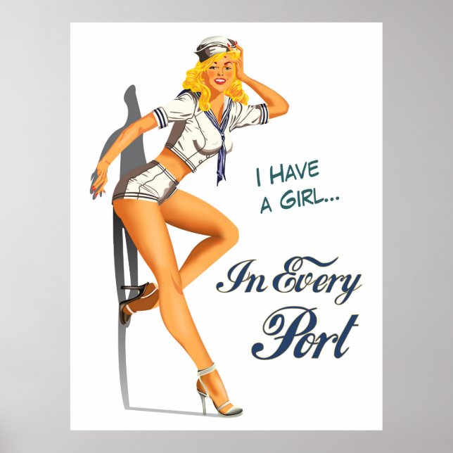 Affiche Fille pin-up de marin (Devant)