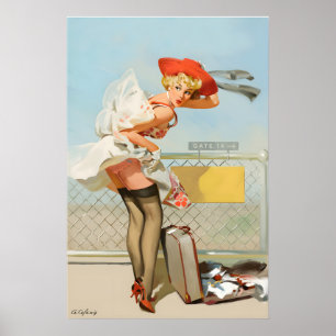 Affiche Fille Pin-Up Elvgren de Style Vintage Up in the Ai