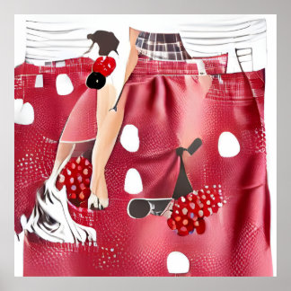 Affiche Fille pin up rétro inspirée de l'art généré par l'