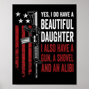 Affiche Fille Pistolet Pelle Alibi - Maman Papa Drôle Pist