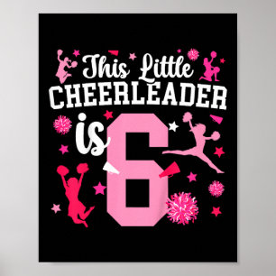 Affiche Fille pom-pom girl d'anniversaire 6 ans Six ans po