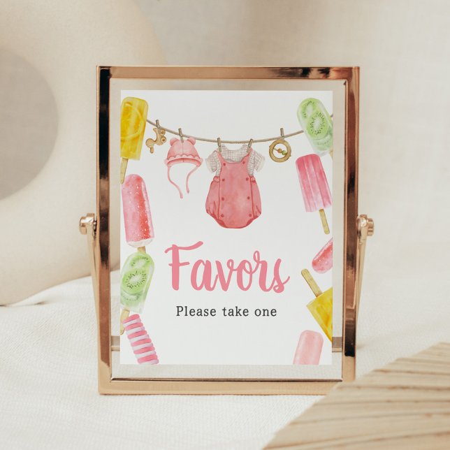 Affiche Fille Popsicle Baby shower Faveurs (Popsicle Baby Shower Favors Sign)