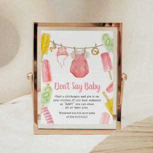 Affiche Fille Popsicle Baby shower ne pas dire bébé