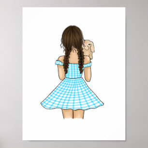 Affiche Fille portant un lapin crème en Nursery forestière