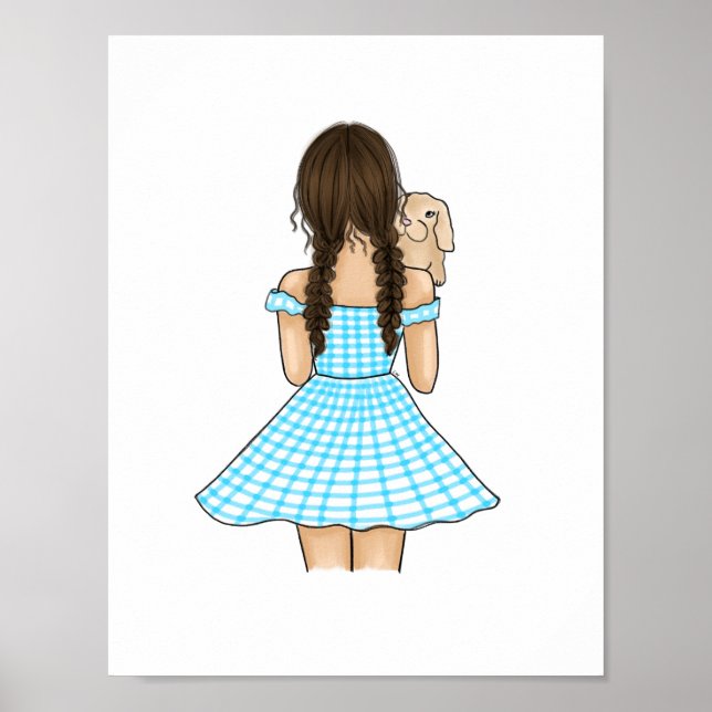 Affiche Fille portant un lapin crème en Nursery forestière (Devant)