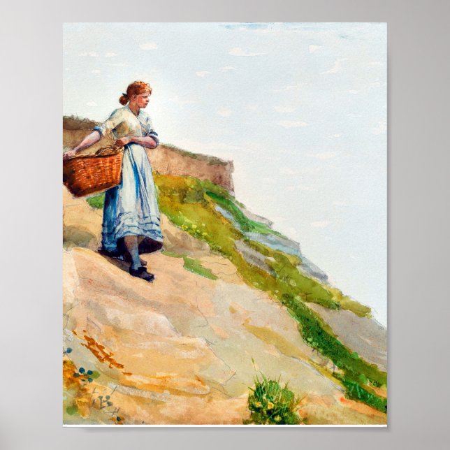 Affiche Fille portant un panier par Winslow Homer (Devant)