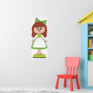 Affiche Fille Poupée de chiffon Robe verte à pois