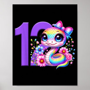 Affiche Fille pour son 12e anniversaire Serpent Fête Arc-e