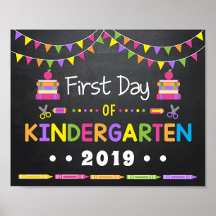 Affiche Fille Premier Jour de Maternelle, Panneau à la Cra