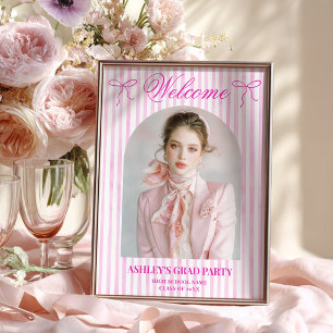 Affiche Fille Prépa Rayures Roses Photo Bienvenue à la rem
