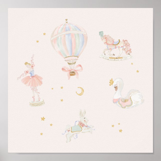 Affiche Fille Princesse Rose Ballerine Chambre de conte de (Devant)