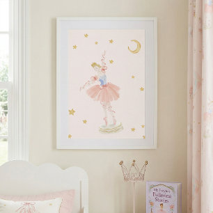 Affiche Fille Princesse Rose Ballerine Chambre de conte de