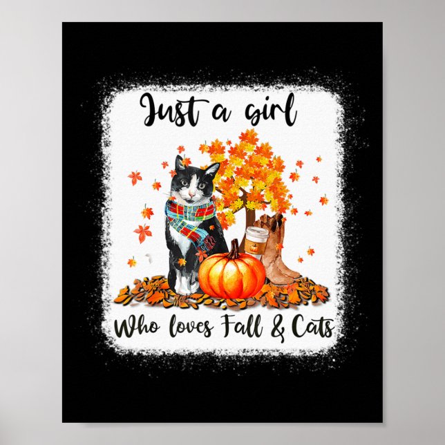Affiche Fille Qui Aime Chute Et Chats Citrouille Chat Hall (Devant)