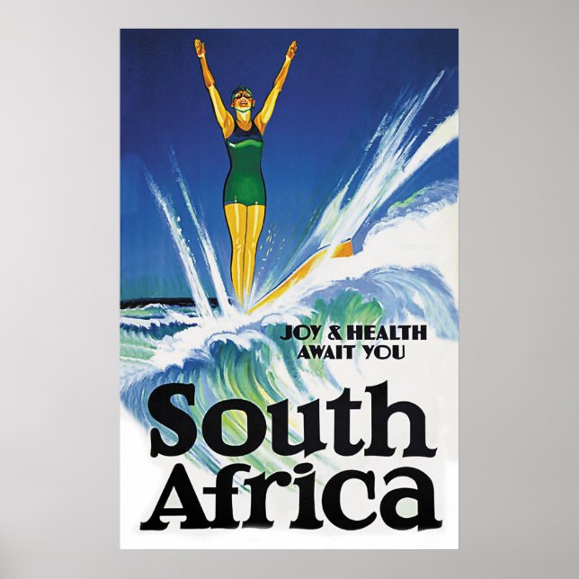 Affiche Fille qui fait du surf en Afrique du Sud (Devant)