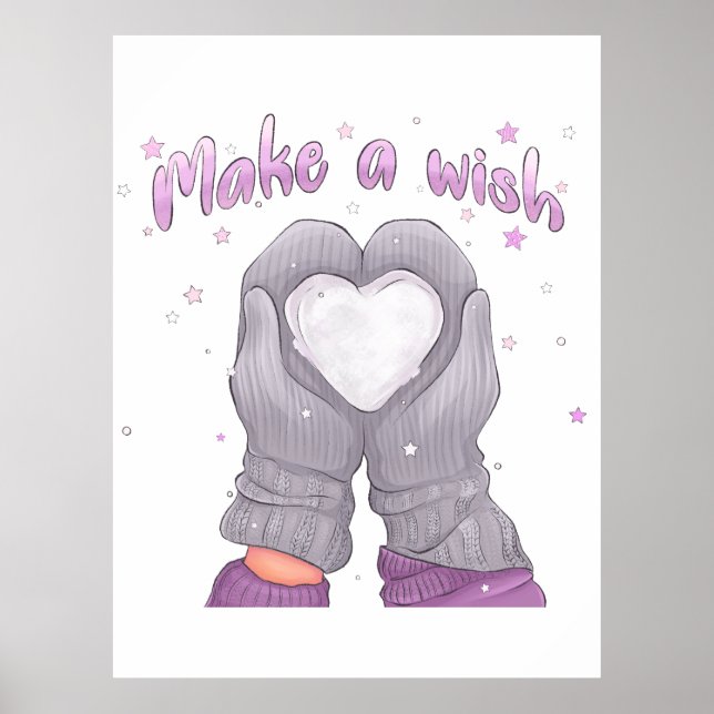 Affiche Fille qui fait un vœu en hiver  (Devant)
