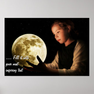 Affiche Fille regardant la lune
