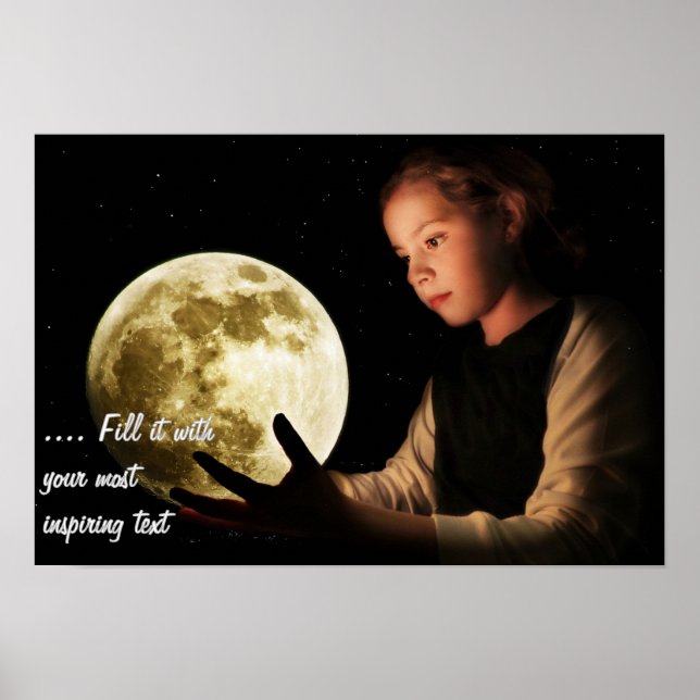 Affiche Fille regardant la lune (Devant)
