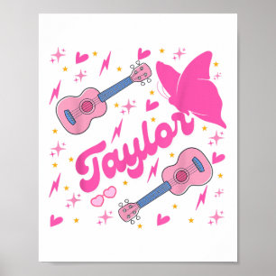 Affiche Fille Rétro Taylor Prénom Personnalisé Groovy B