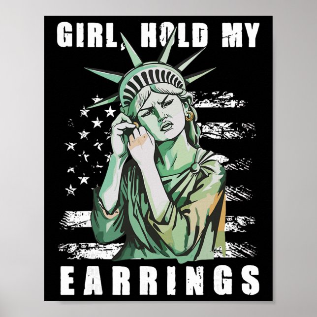 Affiche Fille Rétro Tiens Mes Boucles D'oreilles Anti-trum (Devant)