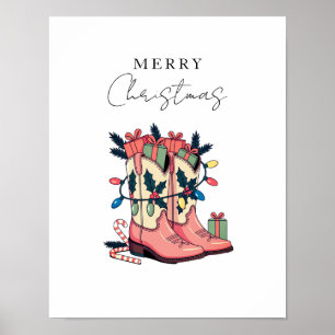 Affiche Fille rose moderne Botte occidentale Noël