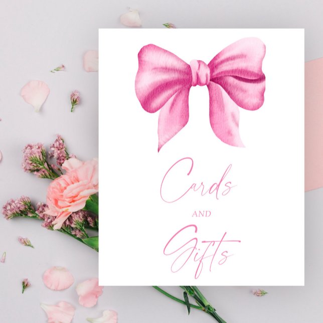 AFFICHE FILLE RUBAN ROSE CARTES ET CADEAUX (Créateur téléchargé)
