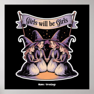Affiche Fille Sera Fille Drôle Sorcière Halloween Féminism