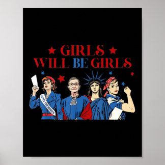 Affiche Fille Sera Filles Patriotique Féministe 14 Juillet