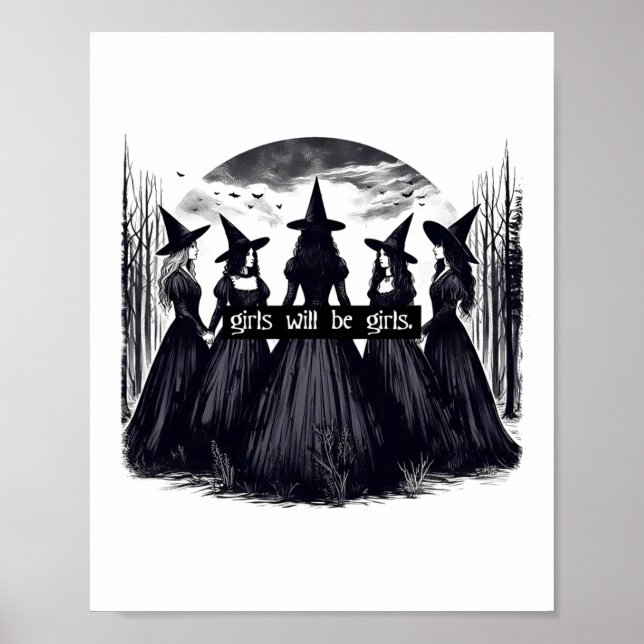 Affiche Fille Sera Filles Sorcière Halloween Drôle Witchy  (Devant)