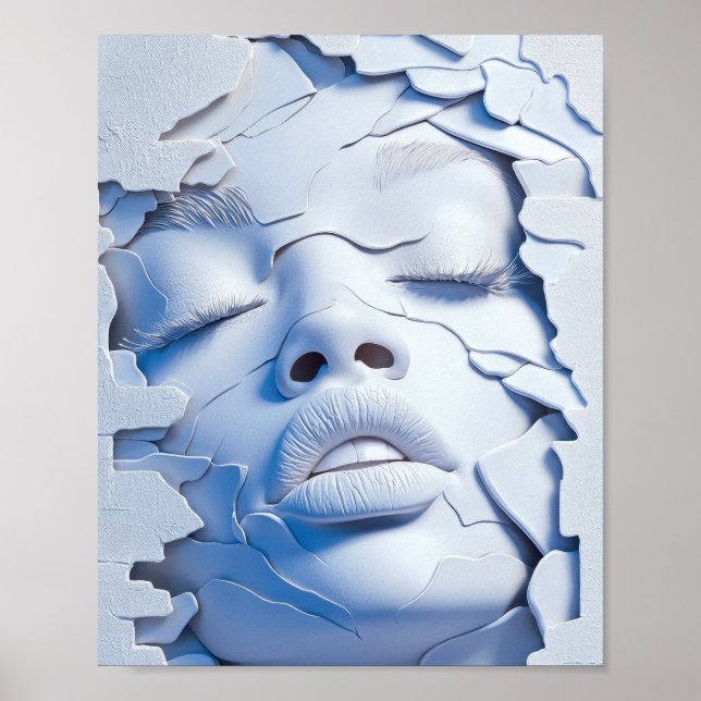 Affiche Fille Sérénité Bleue en Couches Fêlées (Devant)