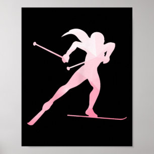 Affiche Fille Silhouette Ski de fond Sports d'hiver