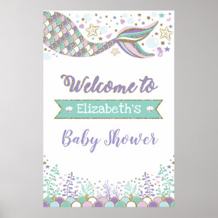 Affiche Fille Sirène Baby shower Beach Accueil de la mer