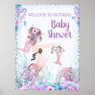 Affiche Fille Sirène Baby shower Signes