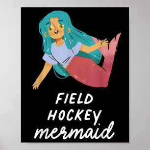 Affiche Fille sirène de hockey sur gazon drôle anniversair